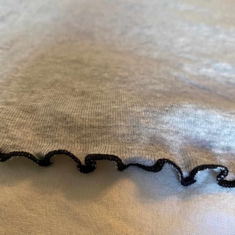 NWT GREY BLACK TRIMMED RUFFLE SHIRT - Picture 3 of 3